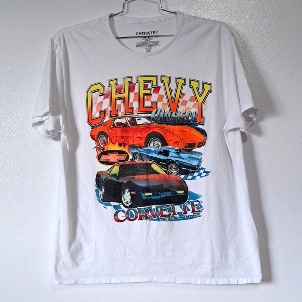 Chevrolet Corvette Classic Graphic GM XL White Tee Shirt